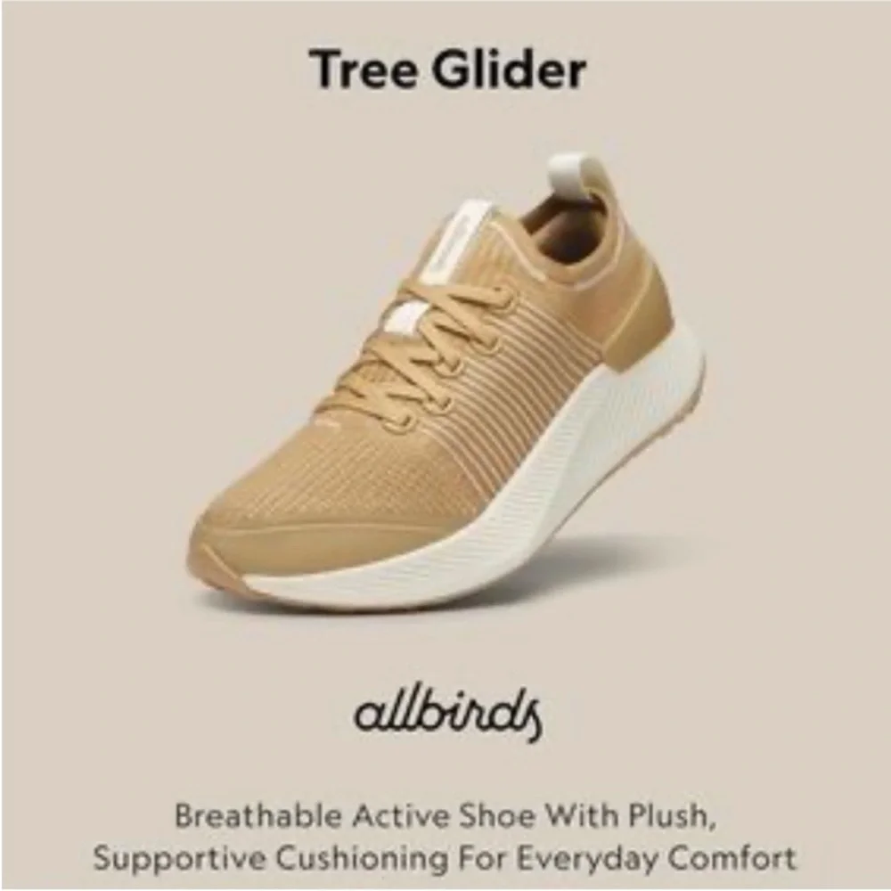 Allbirds Beige Tree Glider Sneakers, Size 11, New without Tag